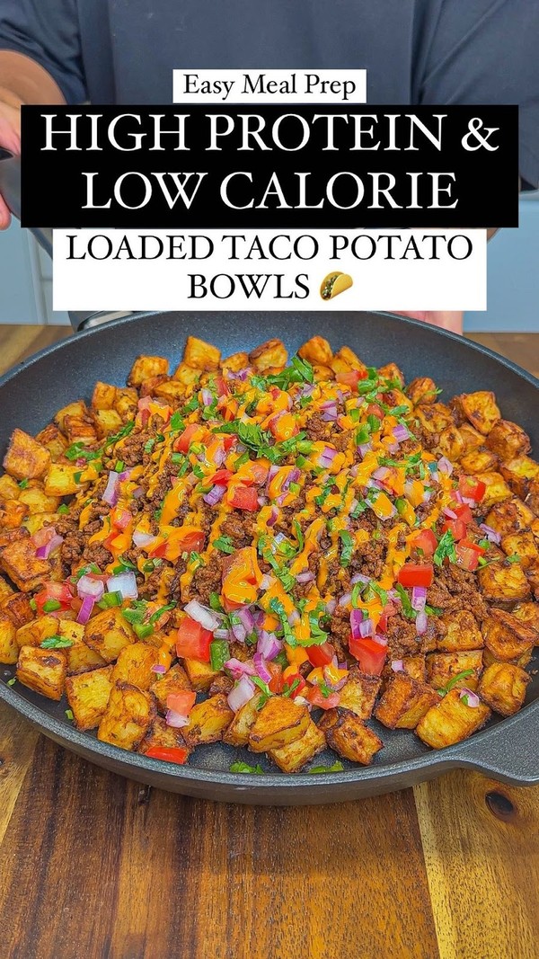 High Protein Loaded Taco Potato Bowls