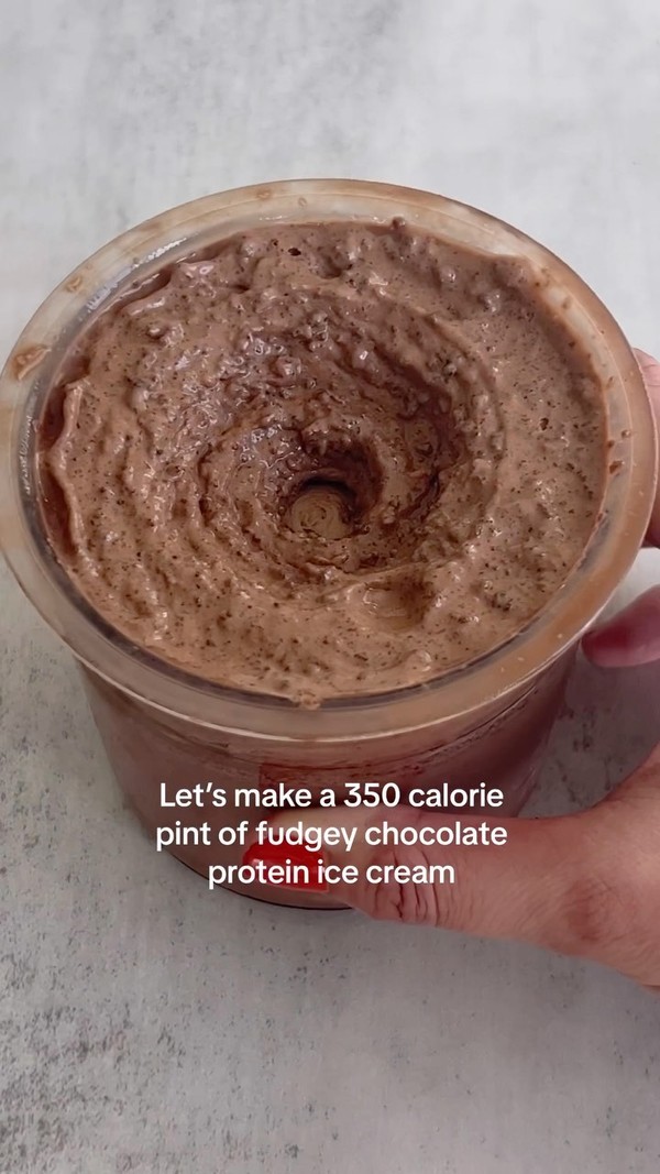 Chocolate Protein Ice Cream with Chocolate Cookie Monster Protein Brownie