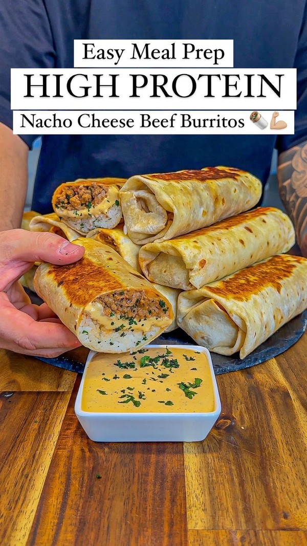 High Protein Nacho Cheese Beef Burritos