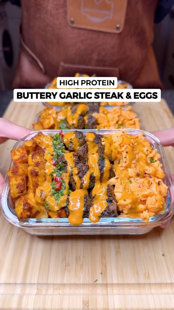 High Protein Buttery Garlic Steak & Eggs