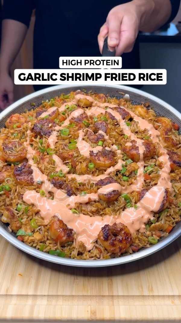 High Protein Garlic Shrimp Fried Rice
