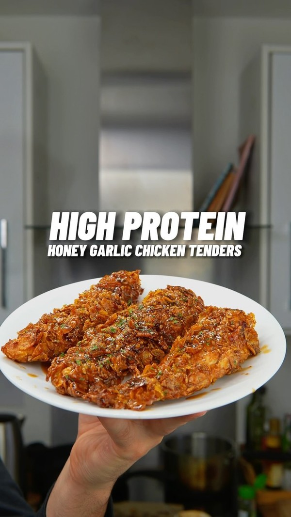 High Protein Crispy Honey Garlic Chicken Tenders