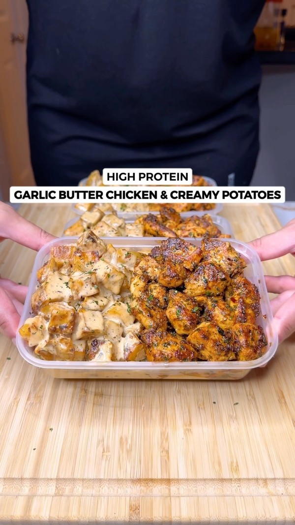 High Protein Garlic Butter Chicken & Creamy Potatoes