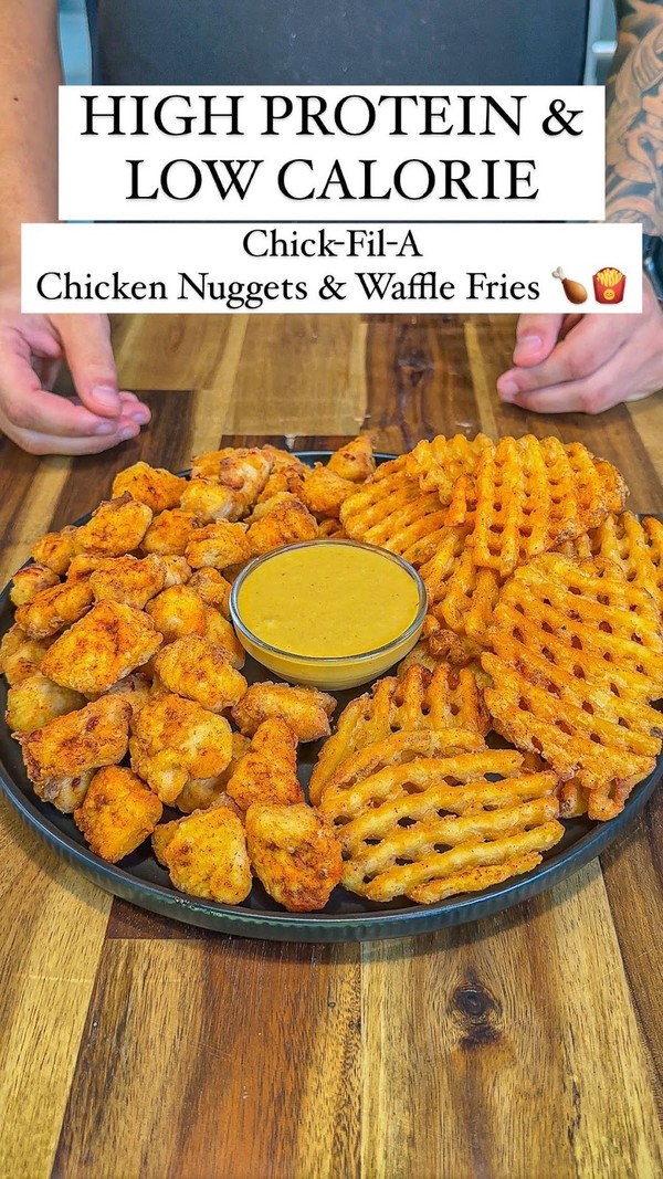 Healthy Crispy Chicken Nuggets & Waffle Fries