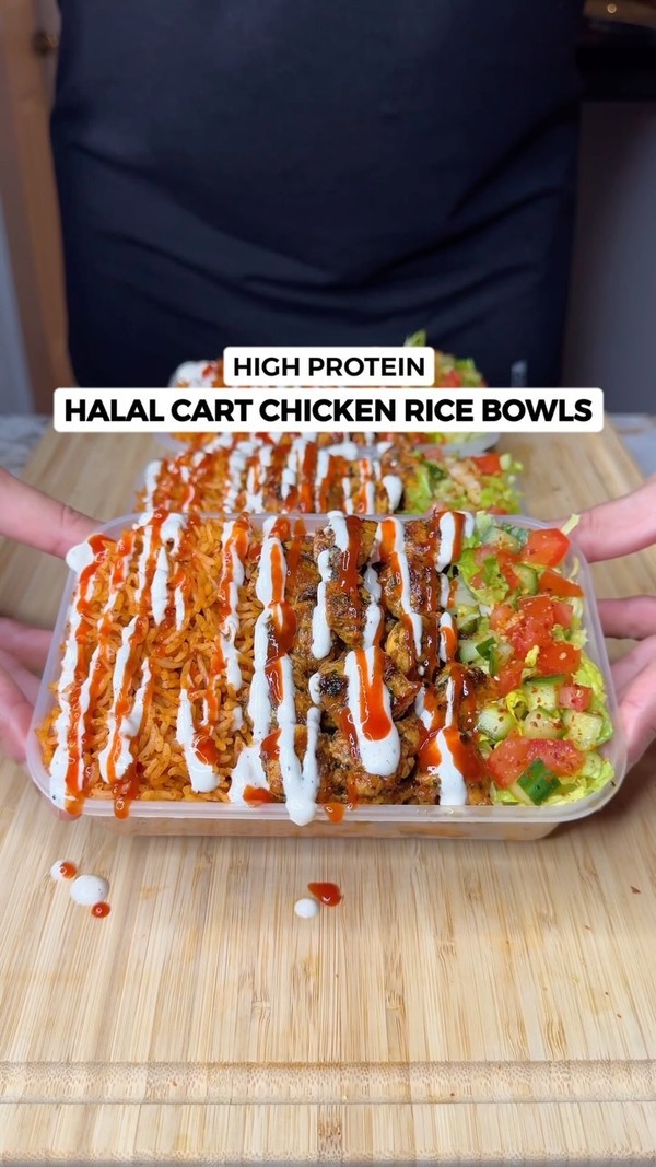 High Protein Halal Cart Chicken Rice Bowls