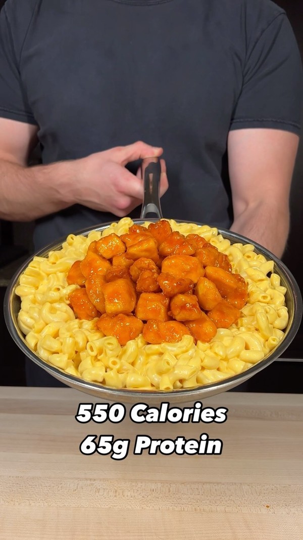 Honey Buffalo Popcorn Chicken Mac & Cheese