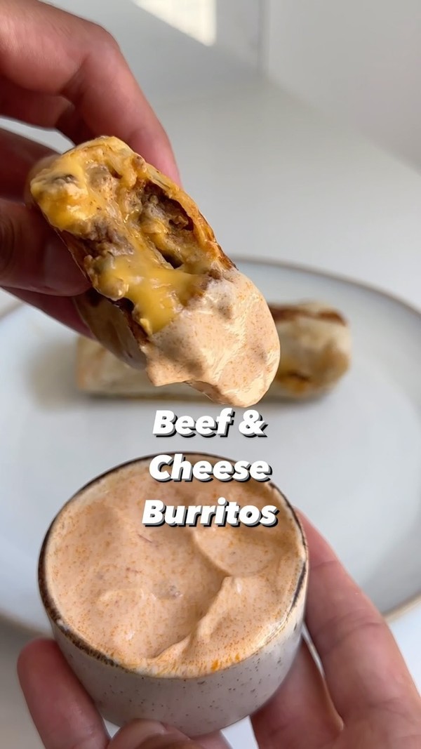 creamy beef & cheese burritos