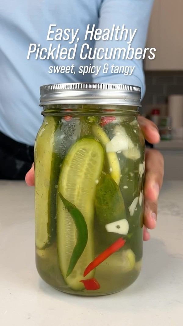 Sweet, Spicy and Tangy Pickled Cucumbers