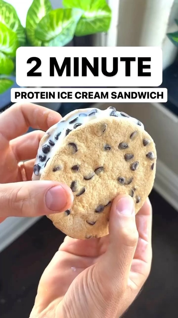 2 Minute Chocolate Chip Ice Cream Sandwich