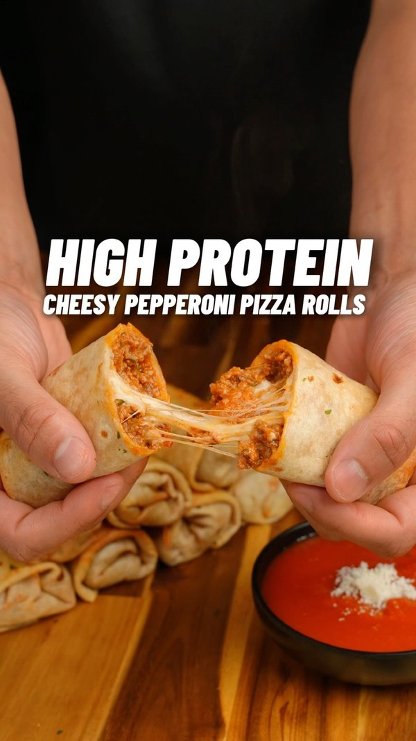 High Protein Cheesy Pepperoni Pizza Rolls