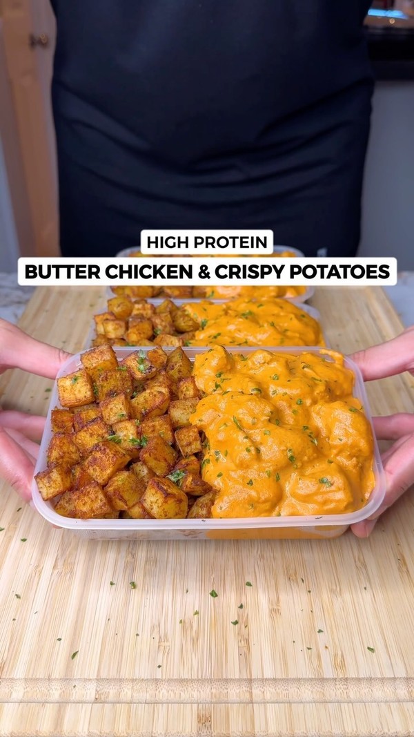 High Protein Butter Chicken & Crispy Masala Potatoes