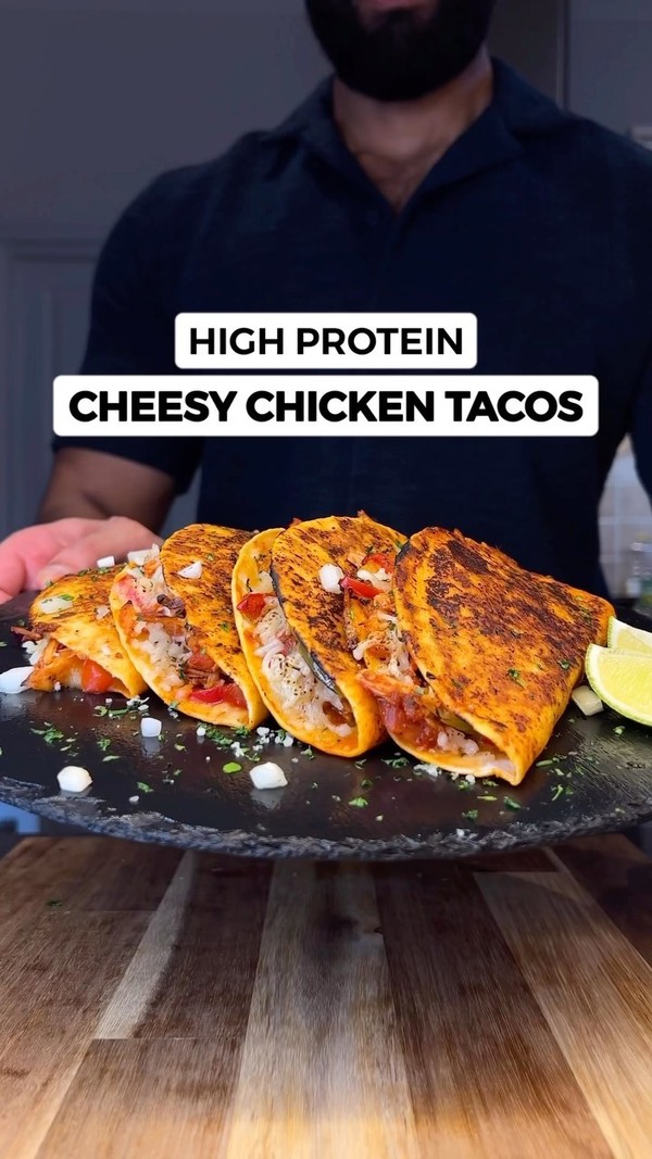 High Protein Cheesy Chicken Tacos