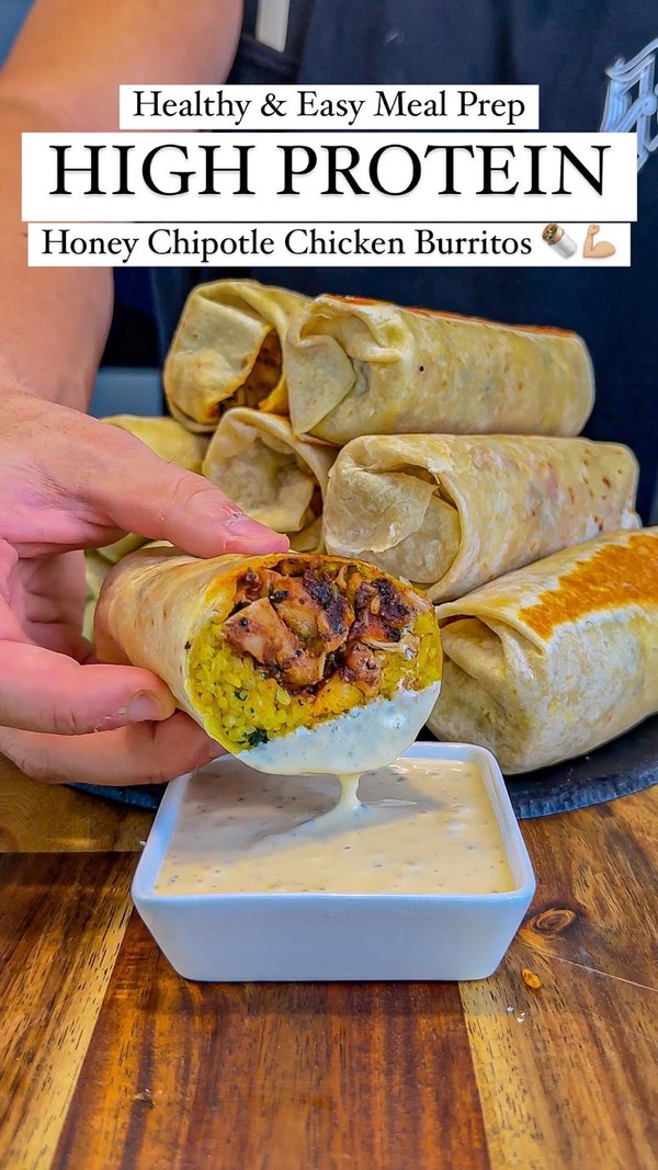 High Protein Honey Chipotle Chicken Burritos