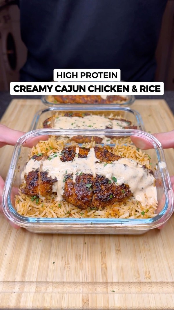 High Protein Creamy Cajun Chicken & Rice