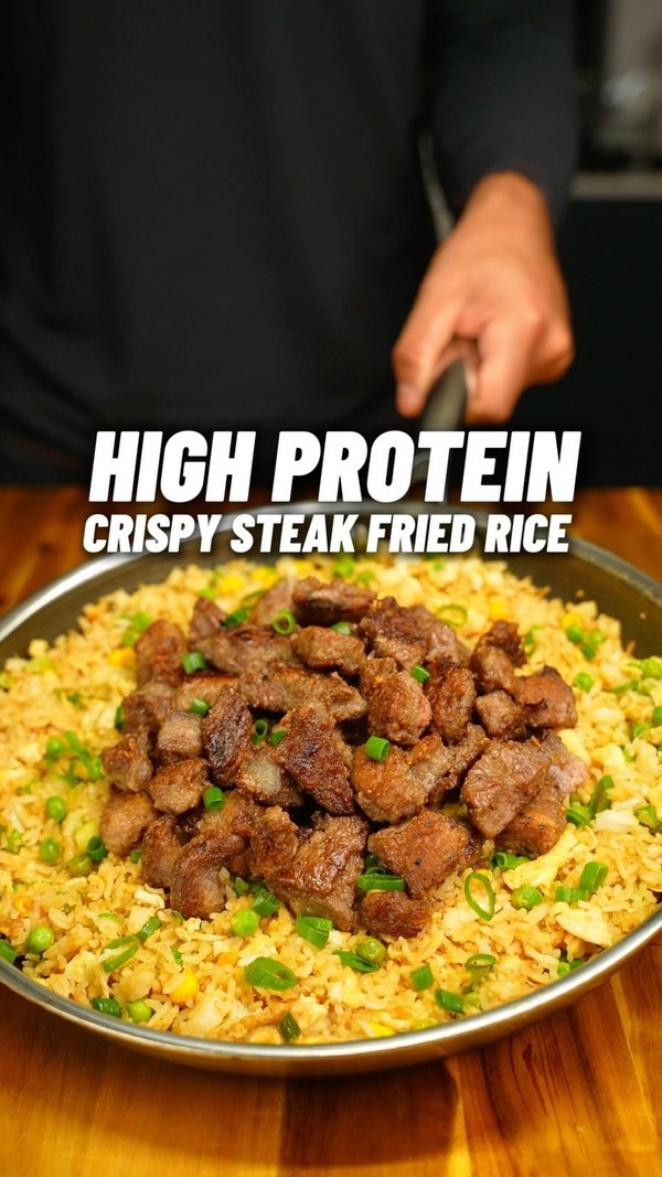 High Protein Crispy Steak Fried Rice