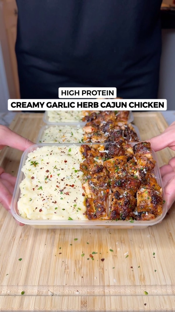 High Protein Creamy Garlic Herb Cajun Chicken