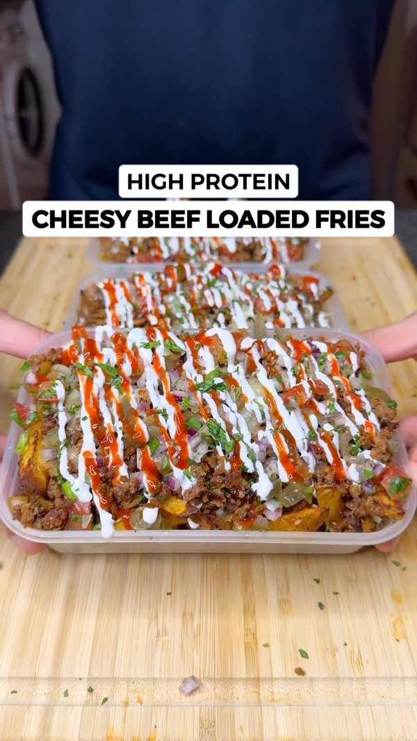 High Protein Cheesy Beef Loaded Fries