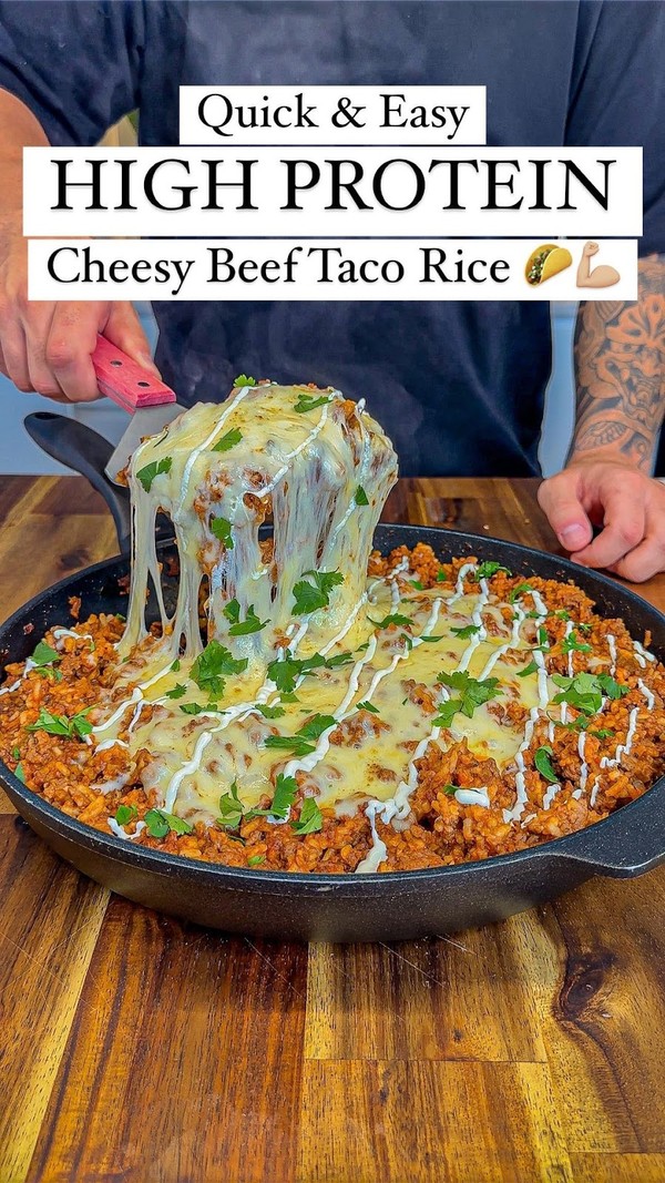 One Pan Cheesy Beef Taco Rice