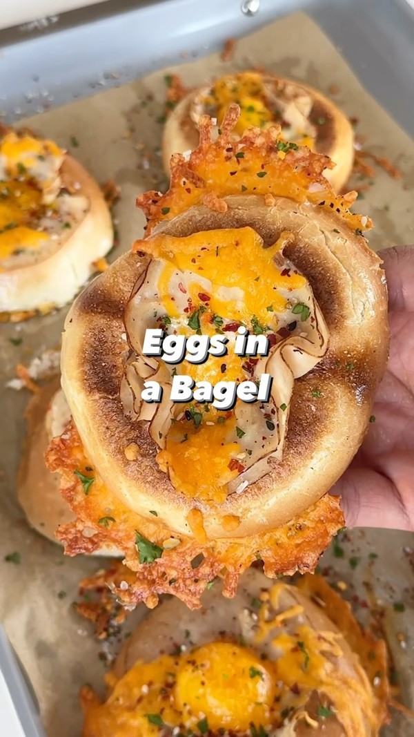 Low calorie, high protein eggs in a bagel
