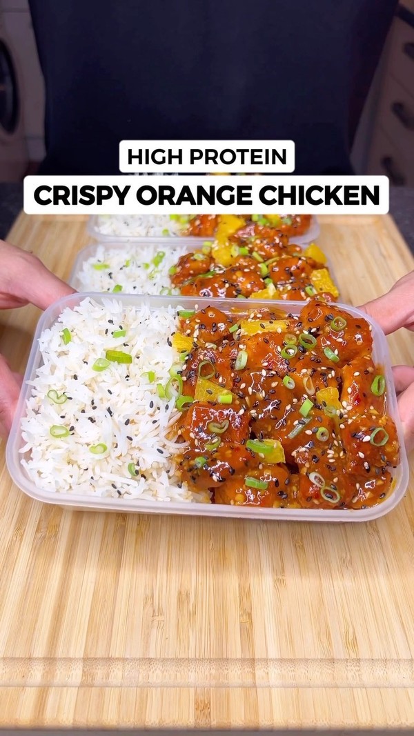 High Protein Crispy Orange Chicken Meal Prep