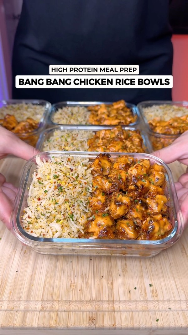 High Protein Bang Bang Chicken Rice Bowls