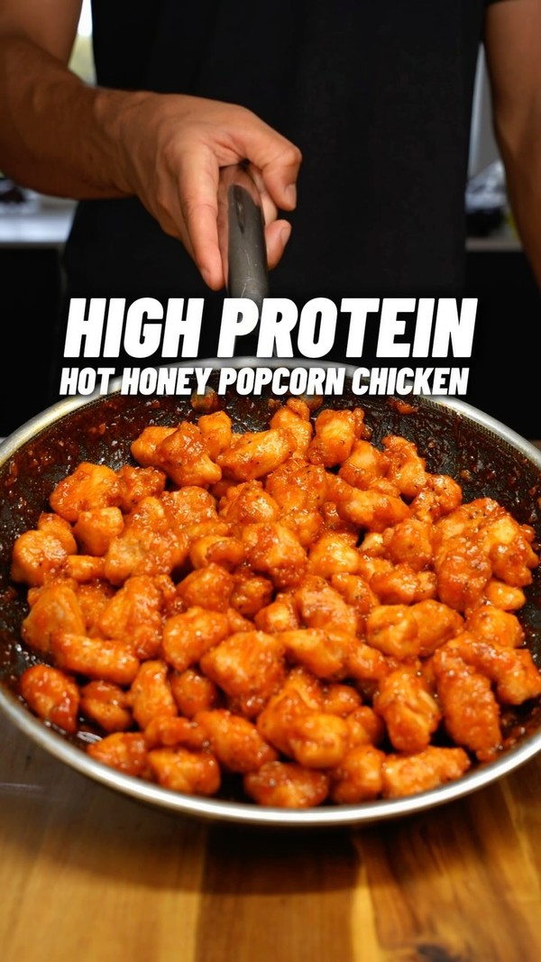 High Protein Crispy Hot Honey Popcorn Chicken