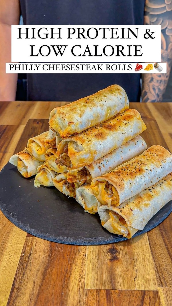 High Protein Philly Cheesesteak Rolls