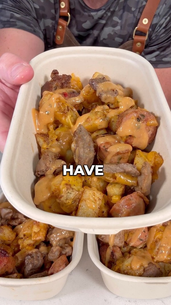 Cheesy Cajun Crispy potato’s w/sausage and Steak Bowls