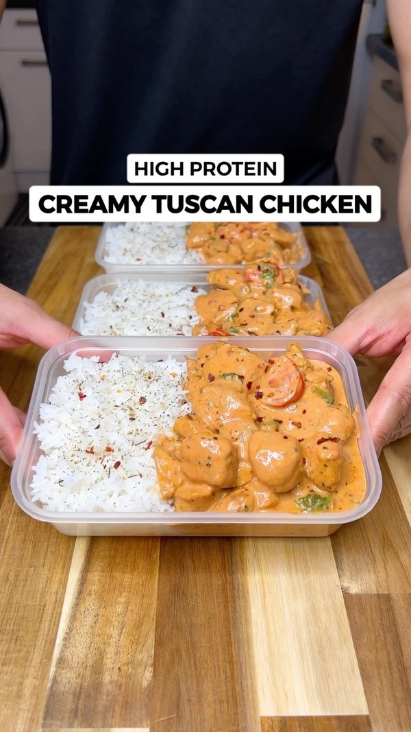 High Protein Creamy Tuscan Chicken Meal Prep