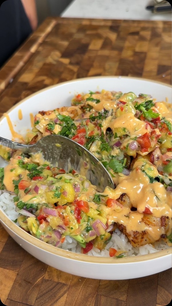 Pineapple Shrimp bowl with Coconut Rice