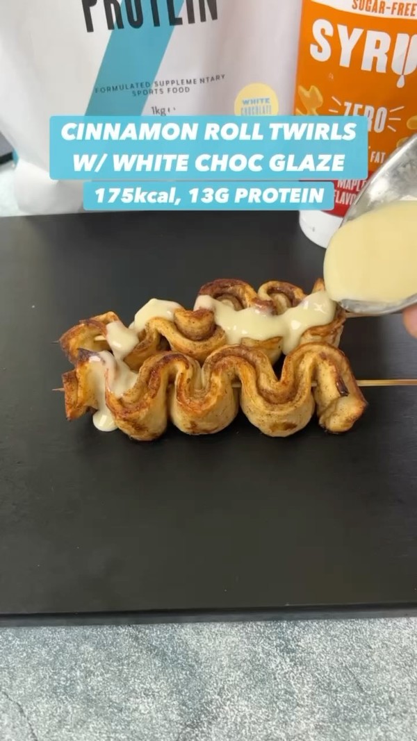 Protein Cinnamon Twirls w/ White Chocolate Glaze