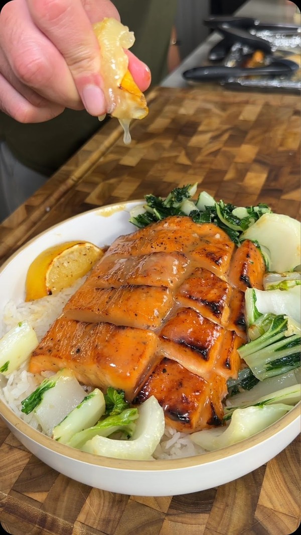 Miso Glazed Salmon with Garlic Bok Choy