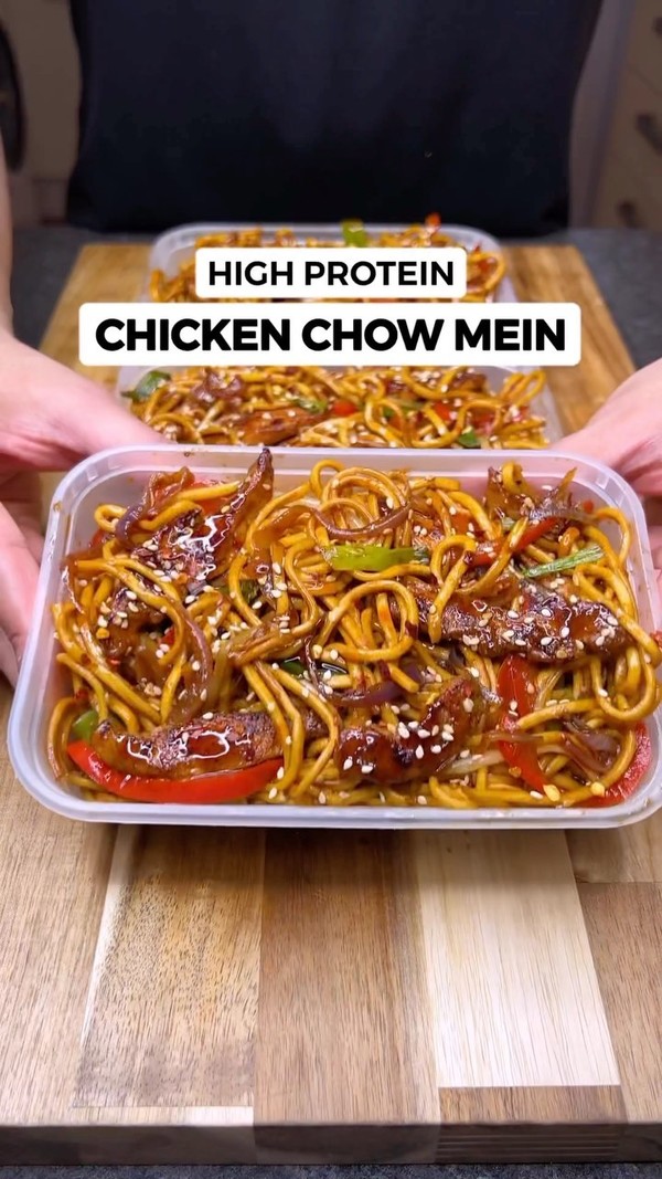 High Protein Chicken Chow Mein Noodles Meal Prep