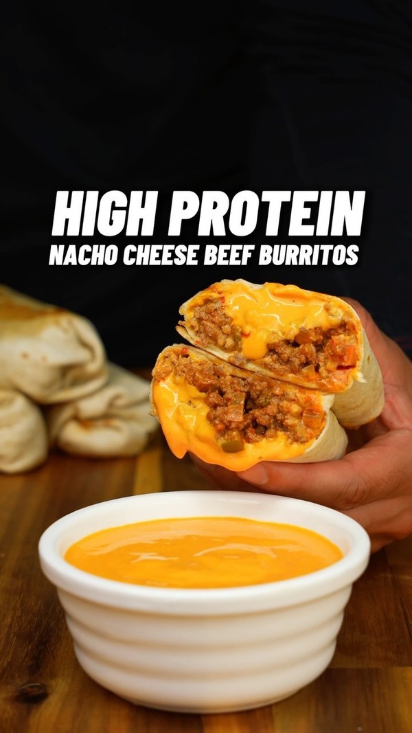 High Protein Nacho Cheese Beef Burritos