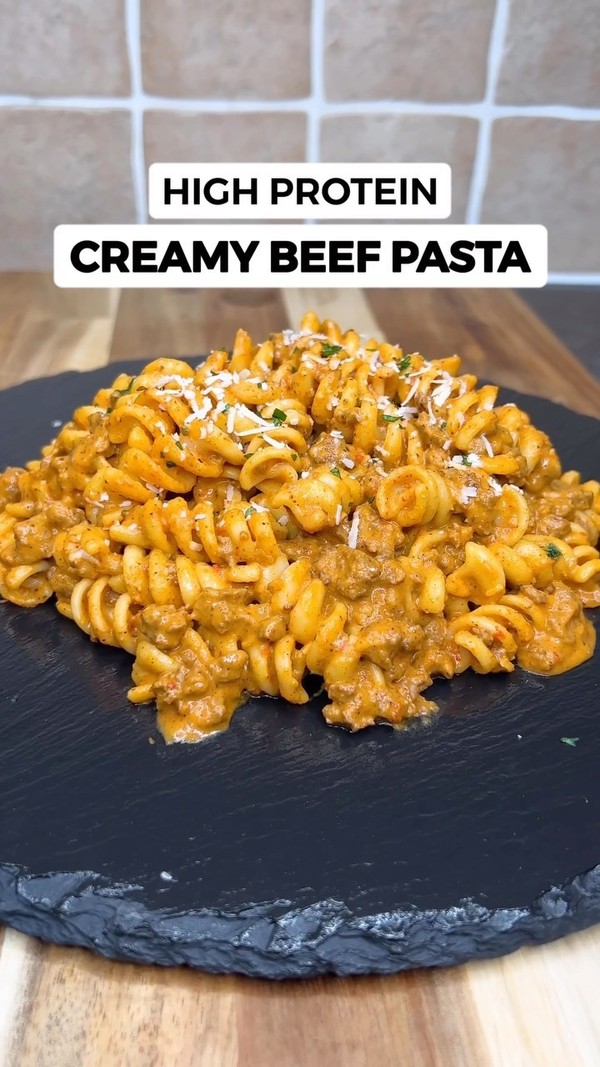 High Protein Creamy Beef Pasta