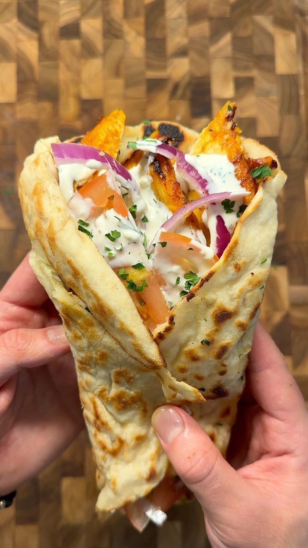 High Protein Chicken Gyros w Garlic Flatbread