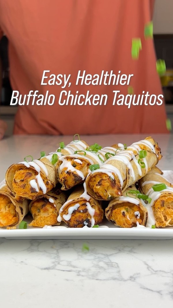 Easy, Healthier Buffalo Chicken Taquitos