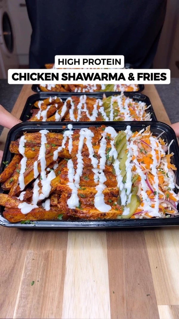 High Protein Chicken Shawarma & Crispy Fries
