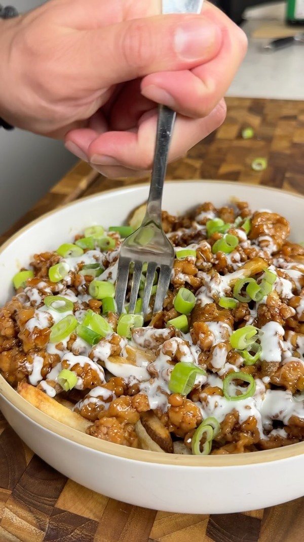 Sticky Garlic high protein loaded fries