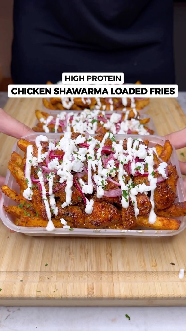 High Protein Chicken Shawarma Loaded Fries
