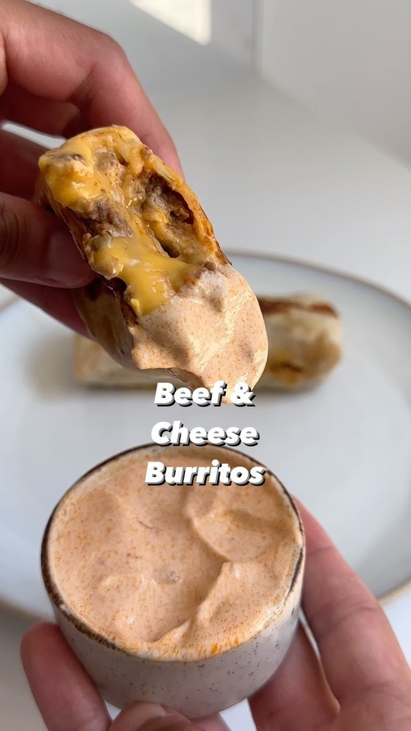 Creamy Beef & Cheese Burritos