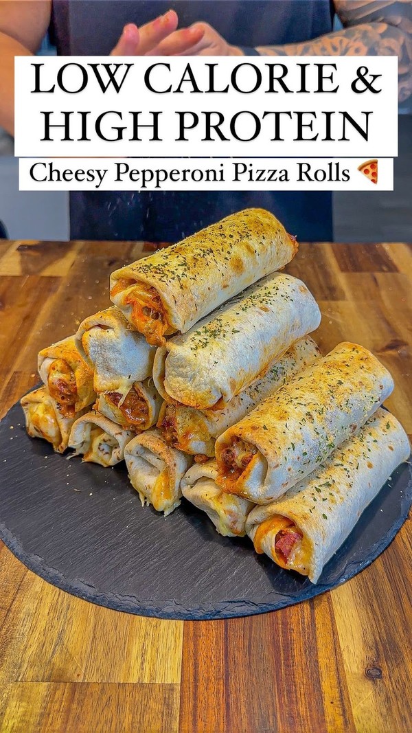 High Protein Cheesy Pepperoni Pizza Rolls