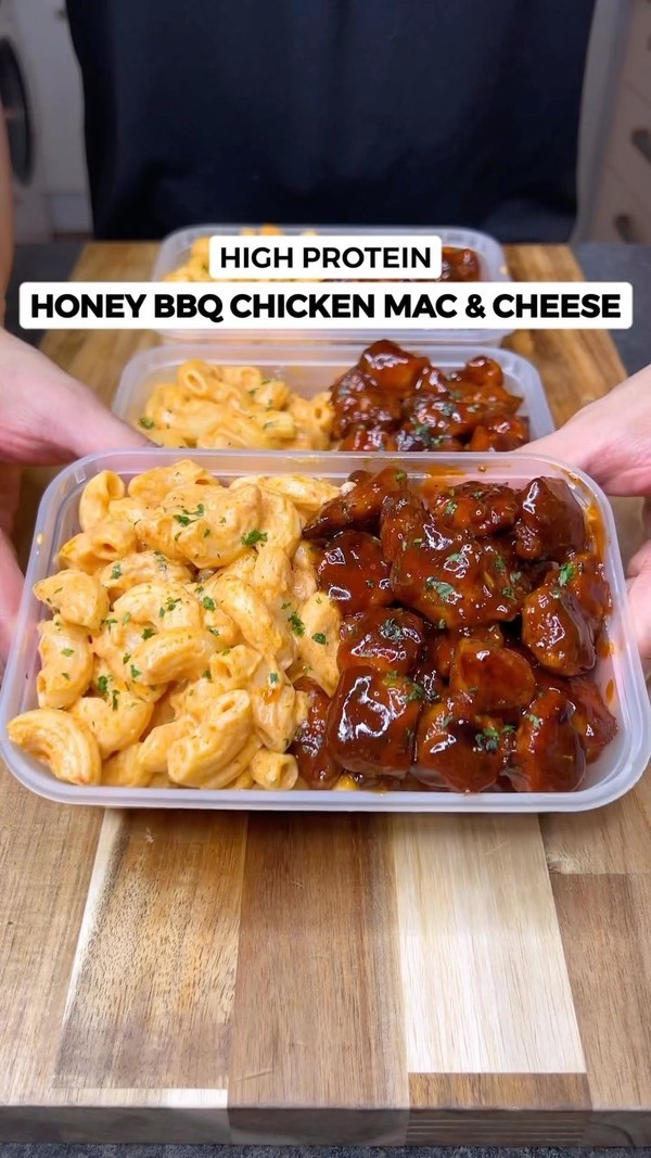High Protein Honey BBQ Chicken Mac & Cheese Meal Prep