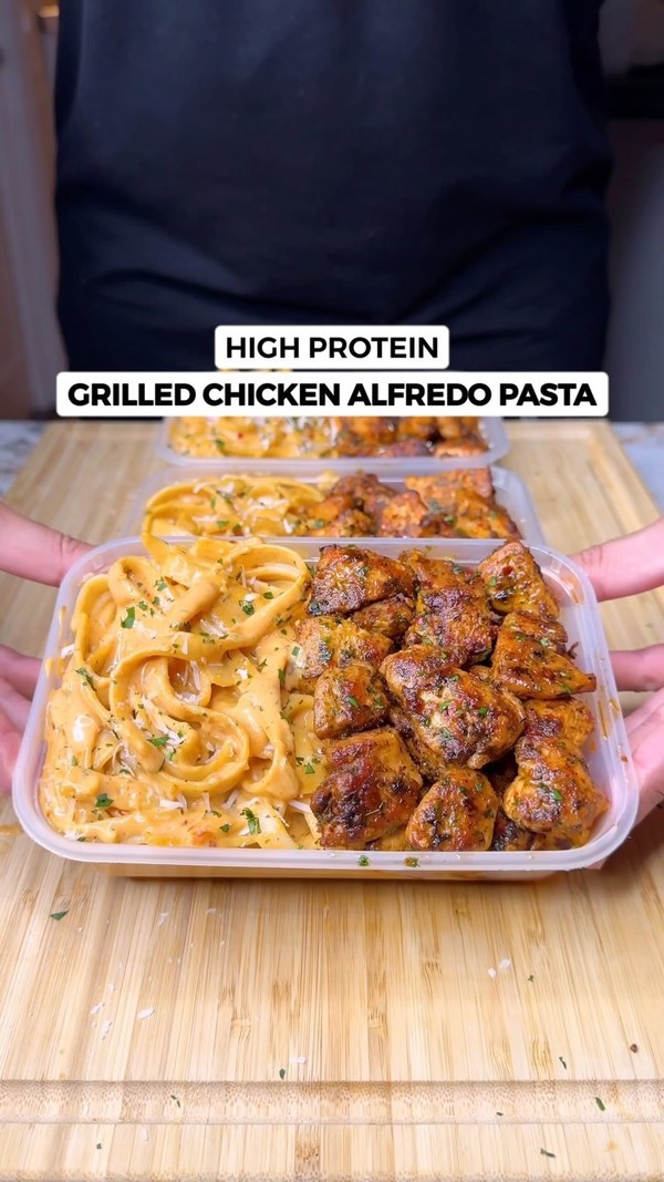 High Protein Grilled Chicken Alfredo Pasta