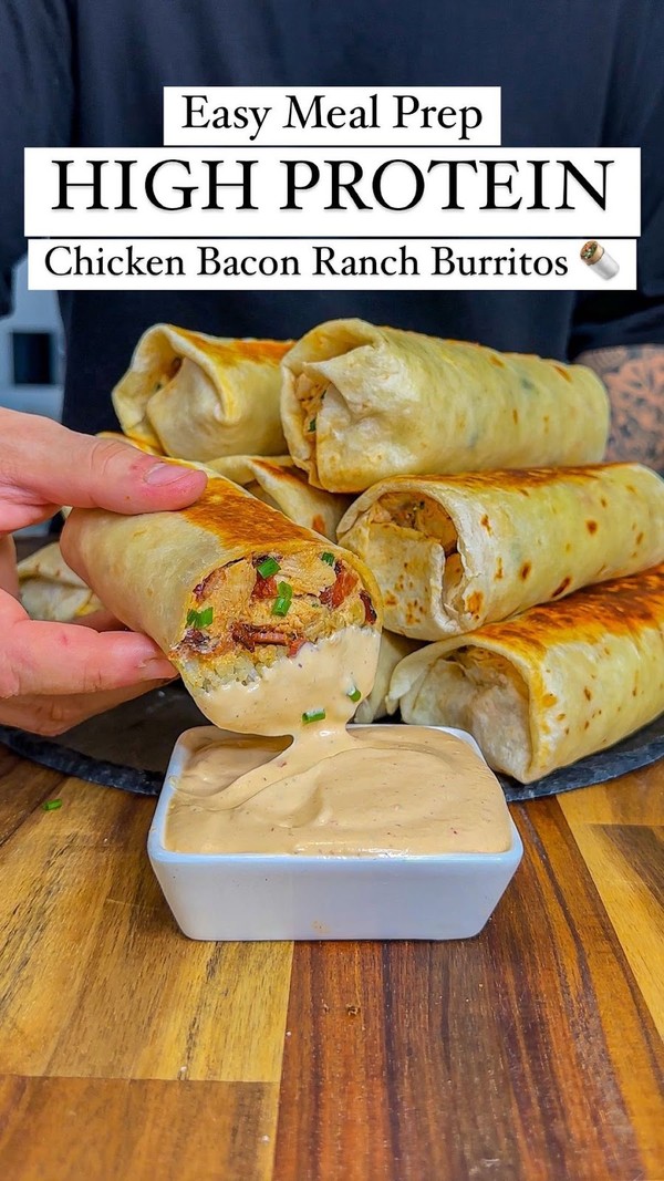 High Protein Chicken Bacon Ranch Burritos