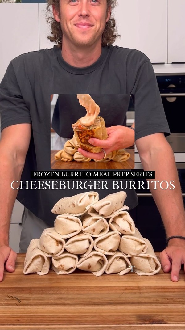High Protein Cheeseburger Burritos