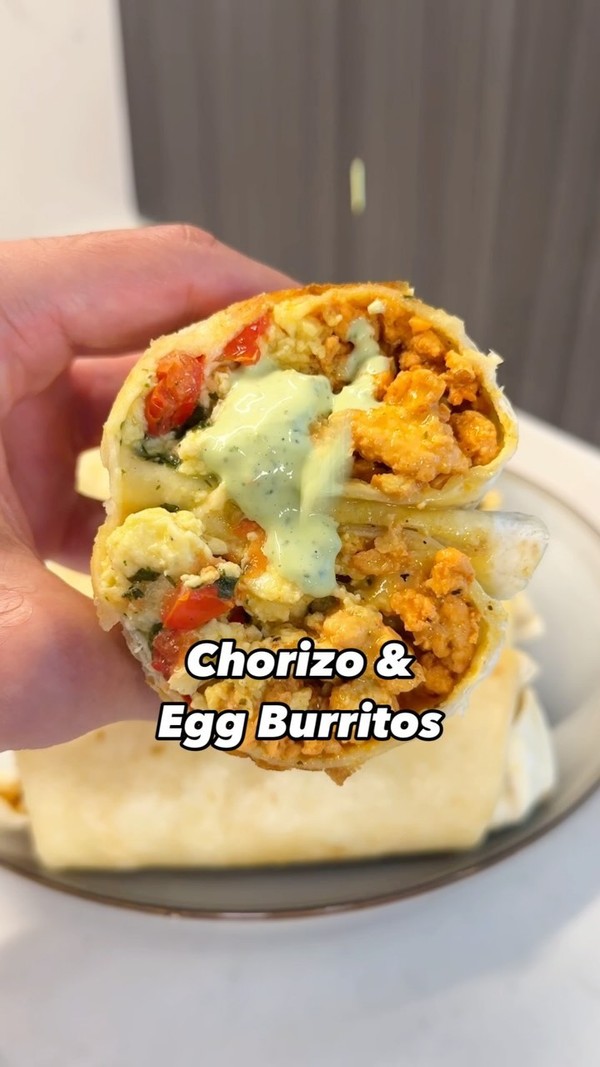 Turkey Chorizo Breakfast Meal Prep Burritos