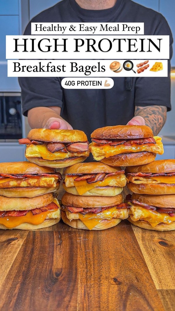 High Protein Breakfast Bagels