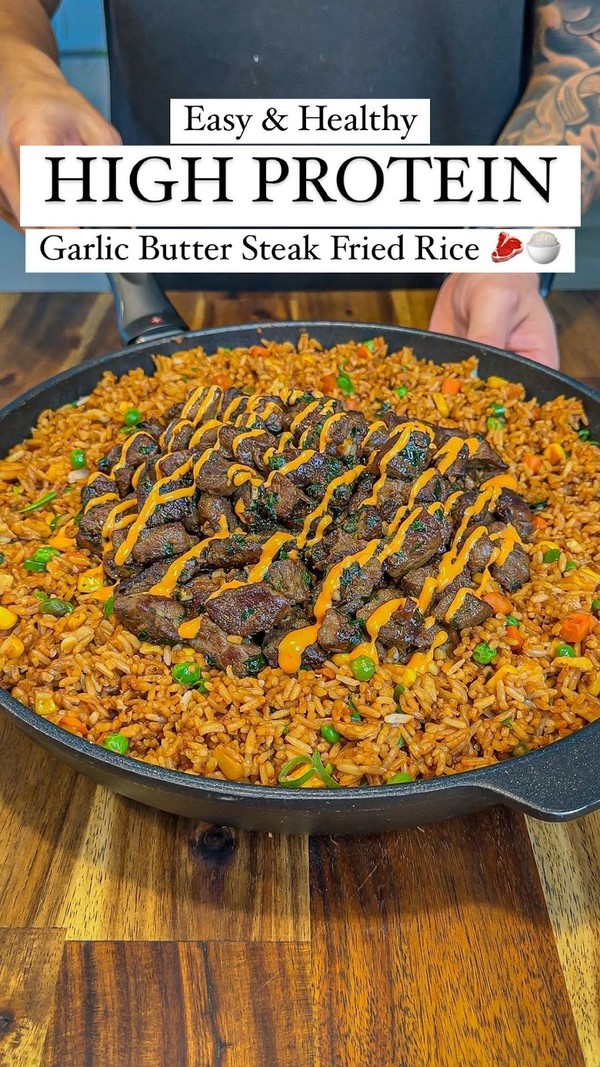 High Protein Garlic Butter Steak Fried Rice