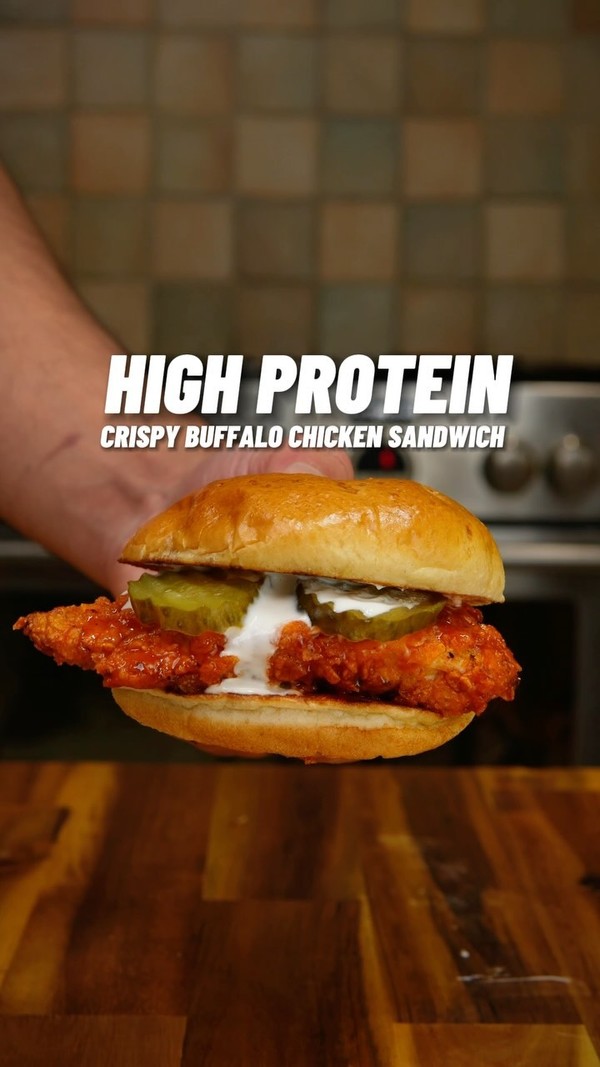 High Protein Crispy Buffalo Chicken Sandwich
